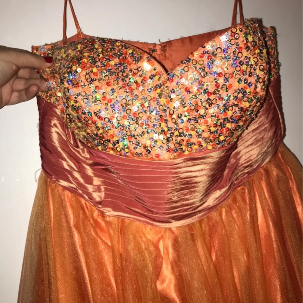 Orange Tulle and Sequin Prom Dress